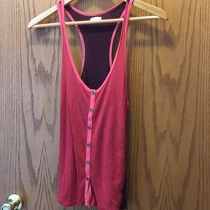 Maroon and pink Razorback tank with buttons